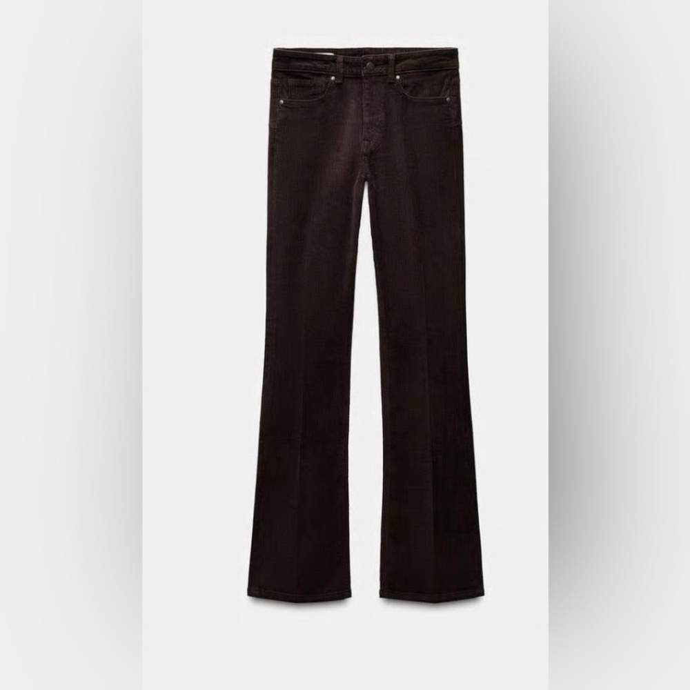 ZARA Mid-rise Corduroy Bootcut Pants in Brown size 8 - Picture 3 of 12